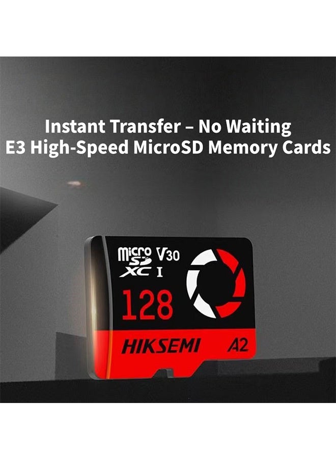 HIKSEMI E3 128GB Micro SDXC Memory Card, A2 V30 U3 High Speed TF Card, Max 150MB/s Write Speed Micro SD Card for Action Camera, Drone, Digital Camera & Outdoor Photography - Image 2