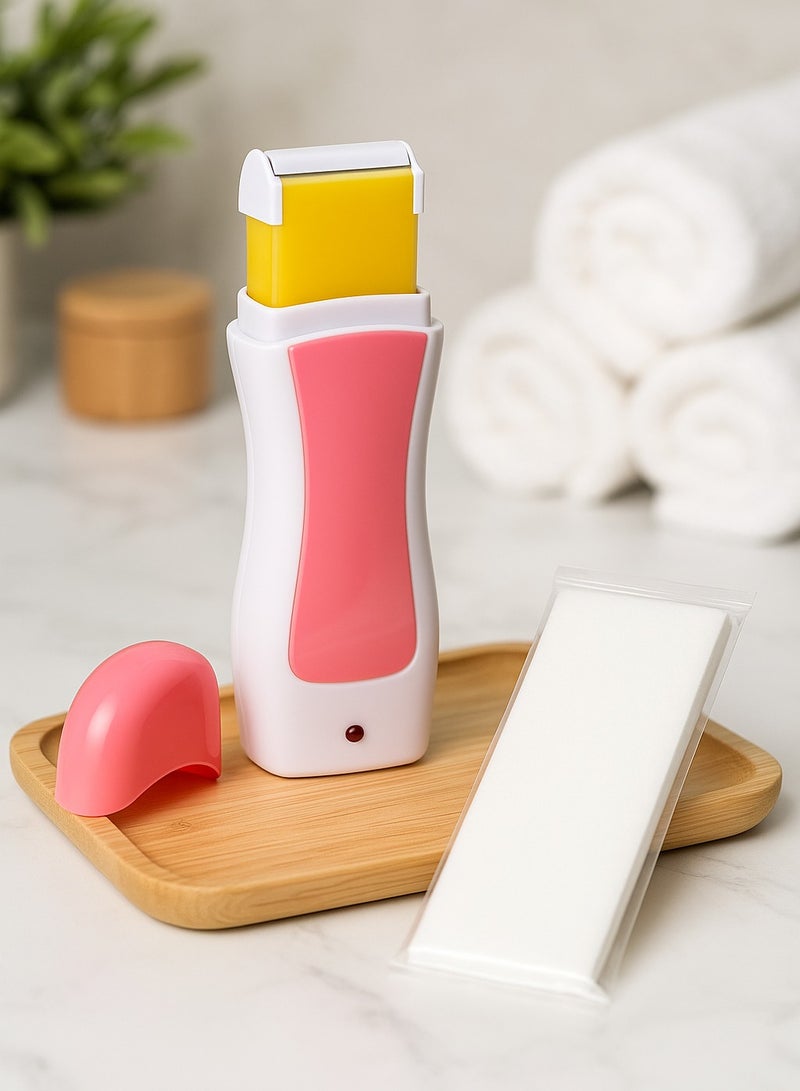 3 in 1 Roll-On Wax Warmer Hair Removal Kit – Electric Wax Heater Machine with Refillable Cartridge & Wax Strips | Easy & Mess-Free Waxing System for Smooth Skin at Home or Salon Use - Image 1