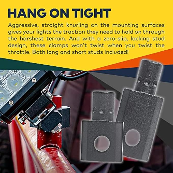 LAMPHUS OffRoad Atv Utv Light Bar Mounts Mounting Bracket Mini Bar Clamp Kits 0751125 Inch 360Degree 2 Stud Sizes Aluminium 2 Unit Bull Bar Roll Bar Clamp Roll Cage Clamps Mount - Image 4