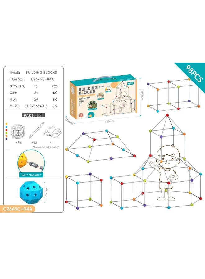 الأزرق جي دبليو Diy Castle Pipeline خرز خرز ، صندوق هدايا ، لعبة أطفال مجمعة على الطاولة 4-6 سنوات - Image 1