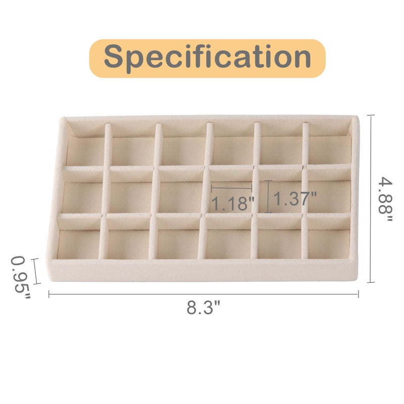 CDBOVID 1 Pcs Stackable Jewelry Organizer Stackable Trays,Jewelry Drawer Inserts Container Display Case Storage for Earring Necklace Rings Bracelet Watch with Removable Dividers-Beige - Image 4