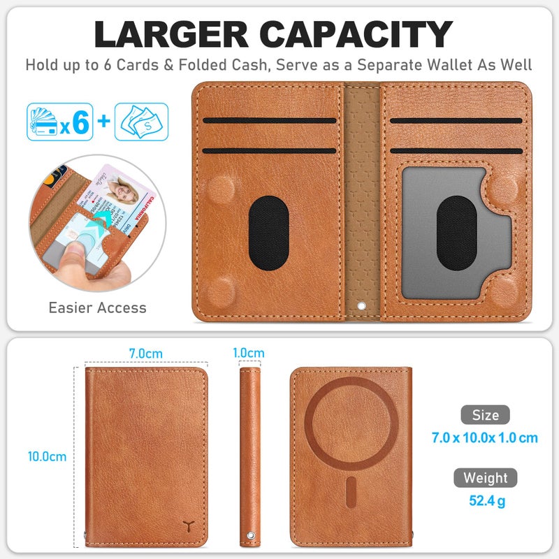 TUCCH for Magsafe Wallet with 6 Card Holders, RFID Blocking [Clear ID Window] PU Leather Folio Magnetic Phone Wallet for iPhone 17/16/15/14/13/12/Plus/Air/Pro/Pro Max Series, Textured Brown - Image 2