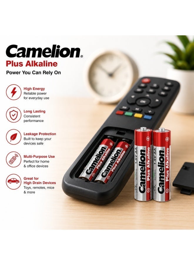 Camelion AA Alkaline Batteries 4 Pack, 1.5V Double A Long Life Battery for Remotes, Toys, Flashlights, Clocks & Household Devices - Image 4
