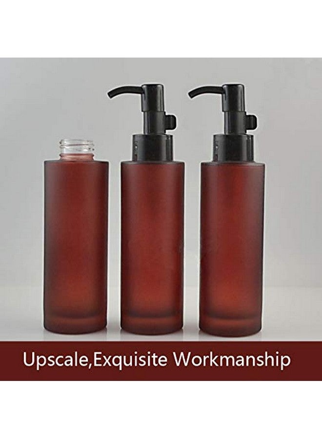 أب ستور قطعة 100 مل/3.4 أونصة زجاجة مضخة لوشن زجاجية كهرمانية فارغة مع غطاء مضخة أسود، حاوية تخزين لتعبئة مستحضرات التجميل لزيت عطري مستحلب - Image 5