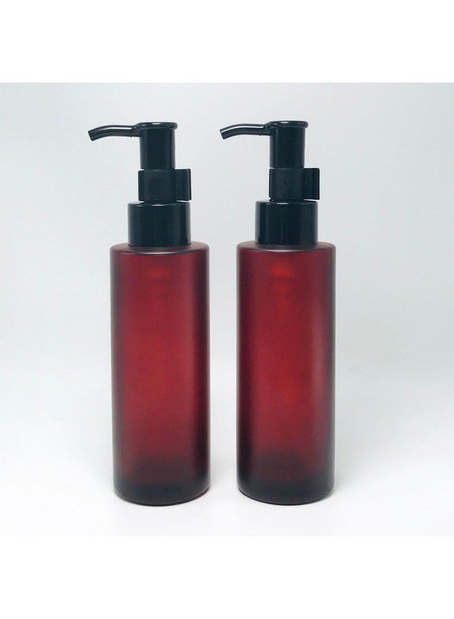 أب ستور قطعة 100 مل/3.4 أونصة زجاجة مضخة لوشن زجاجية كهرمانية فارغة مع غطاء مضخة أسود، حاوية تخزين لتعبئة مستحضرات التجميل لزيت عطري مستحلب - Image 3