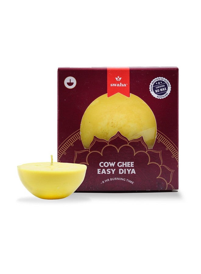 Swaha Premium Cow Ghee Diya Batti, Wax Free Cow Ghee Diya Batti For Puja (8Hr Burning) - 0.123 Kg - Image 1