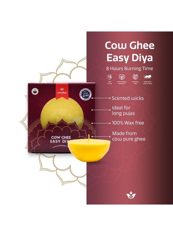 Swaha Premium Cow Ghee Diya Batti, Wax Free Cow Ghee Diya Batti For Puja (8Hr Burning) - 0.123 Kg - Image 3