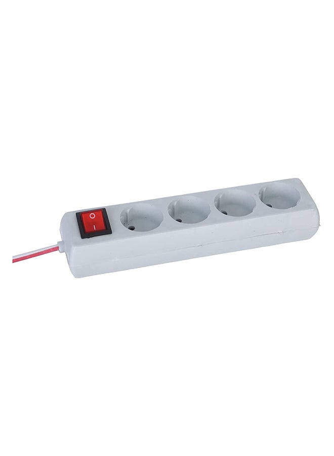 Power Strip 4 Plugs  Cable 2 M  White