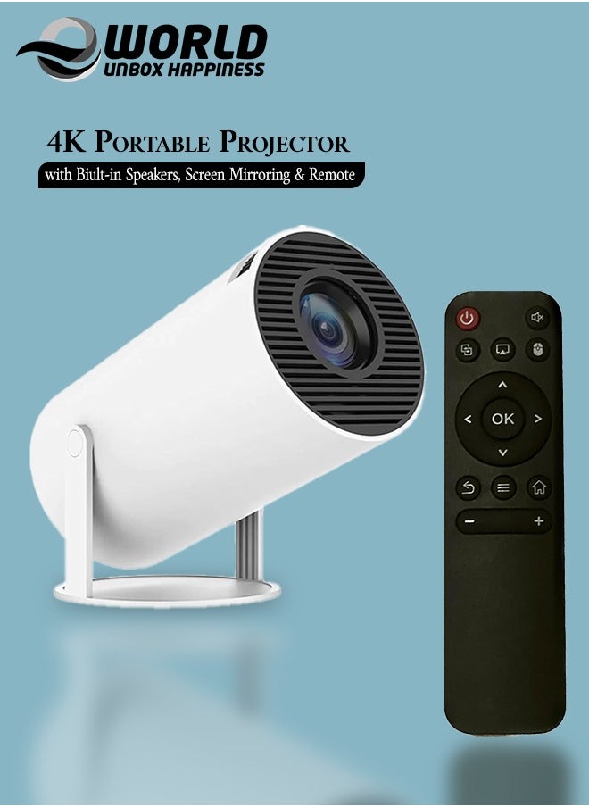 Eworld - Immersive 4K Smart Portable Projector with Built-In Speakers, Screen Mirroring, and Advanced Connectivity Features for HD Home Cinema Experience - Image 1