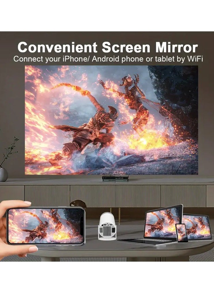 Eworld - Immersive 4K Smart Portable Projector with Built-In Speakers, Screen Mirroring, and Advanced Connectivity Features for HD Home Cinema Experience - Image 1