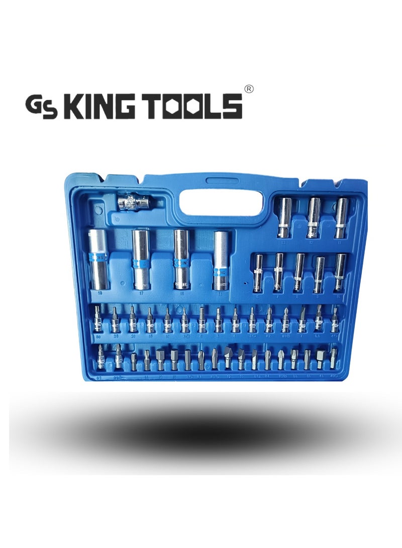 كينج تولز طقم عدة يدوية متكامل 94 قطعة من King Tools – فولاذ كروم فاناديوم  مقاوم للصدأ، مقاسات (1/2 - 1/4)، لصيانة السيارات والأعمال المنزلية - Image 2
