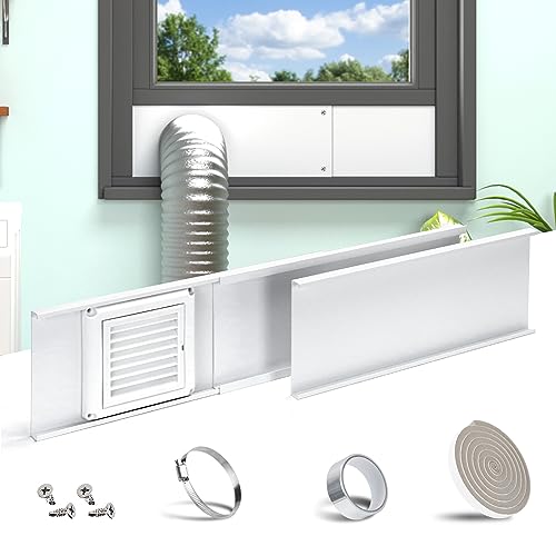 Daisypower Dryer Vent Window Kit,4" Adjustable Window Vent Kit with Outdoor Dryer Vent Cover - Image 1