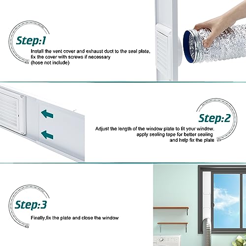 Daisypower Dryer Vent Window Kit,4" Adjustable Window Vent Kit with Outdoor Dryer Vent Cover - Image 4