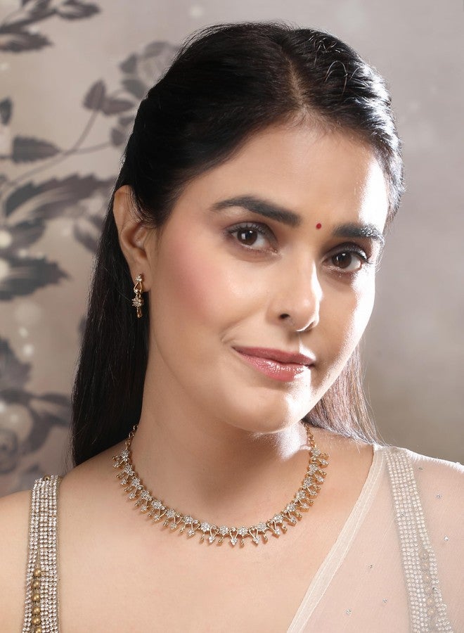 Thrillz Gold Plated Traditional Ad Oxidised Necklace Set Jewellery For Women Stylish Anti Tarnish Choker Neckpieces Accessories Gift For Woman, Girls, Ladies, Wife & Girlfriend (Design) - Image 2