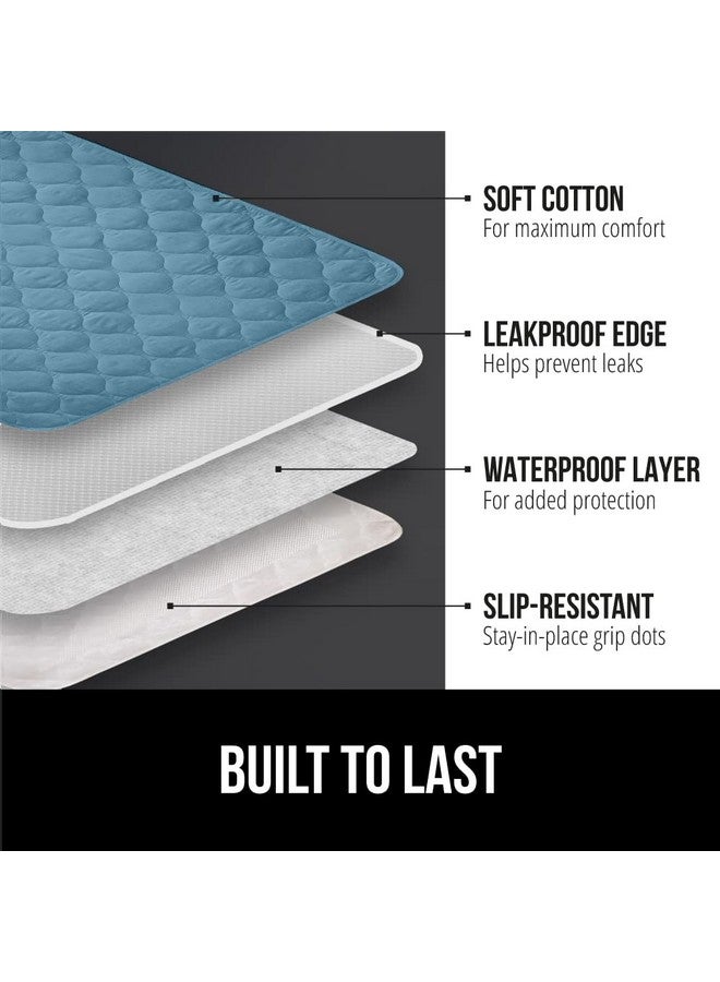 Gorilla Grip GORILLA GRIP Washable Underpads, Waterproof Reusable Heavy Absorbency Incontinence Bed Pads, Leak Proof Toddler Mattress Pad, 52x34 Slip Resistant Protector for Bedwetting, Adults and Kids, Blue  - Image 2