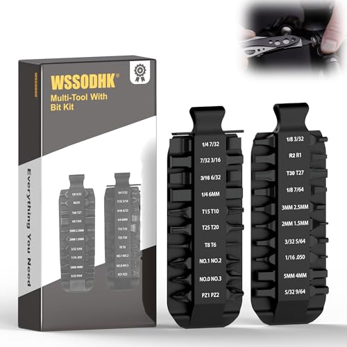 WSSODHK BitKit 21 DoubleEnded Screwdriver Bits Flat BitKit Designed for Leatherman MultiTool Screwdrivers IndustrialGrade Hardened S2 Impact Steel Comprises Double Sheaths and Storage Pouch - Image 1