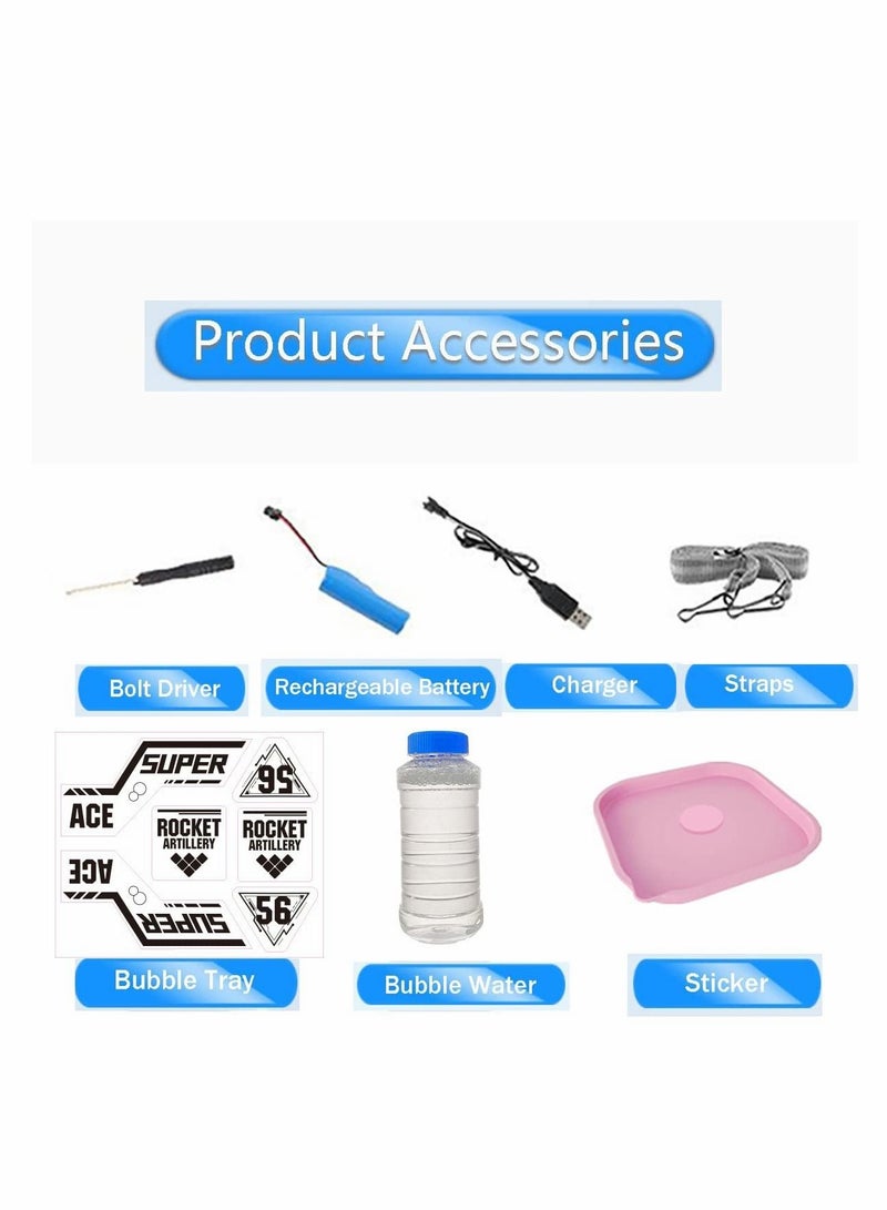 Excefore 56-Hole Bubble Machine Gun 360-Degree Rotate Rocket Bubble Launcher with Colorful Lights, Bubble Blower for Kids Adults Outdoor Birthday Party Wedding Social Summer Toy (Blue) - Image 5