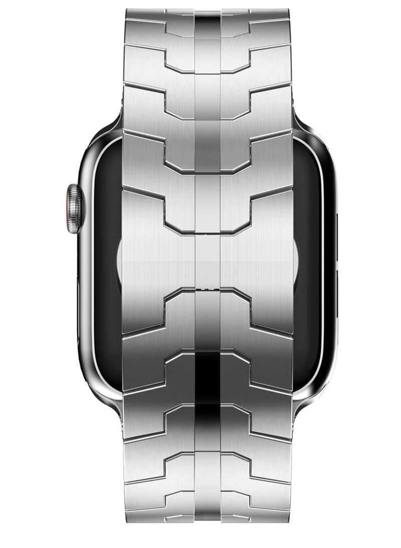 TIGER Stainless Steel Strap for iWatch 49mm, 46mm, 45mm, 44mm, 42mm – Silver Replacement Band for Apple Watch Ultra 3, Ultra 2, Ultra, Series 10, 9, 8, 7, SE, 6, 5, 4, 3, 2, 1 – Durable, Adjustable, Elegant Design - Image 4