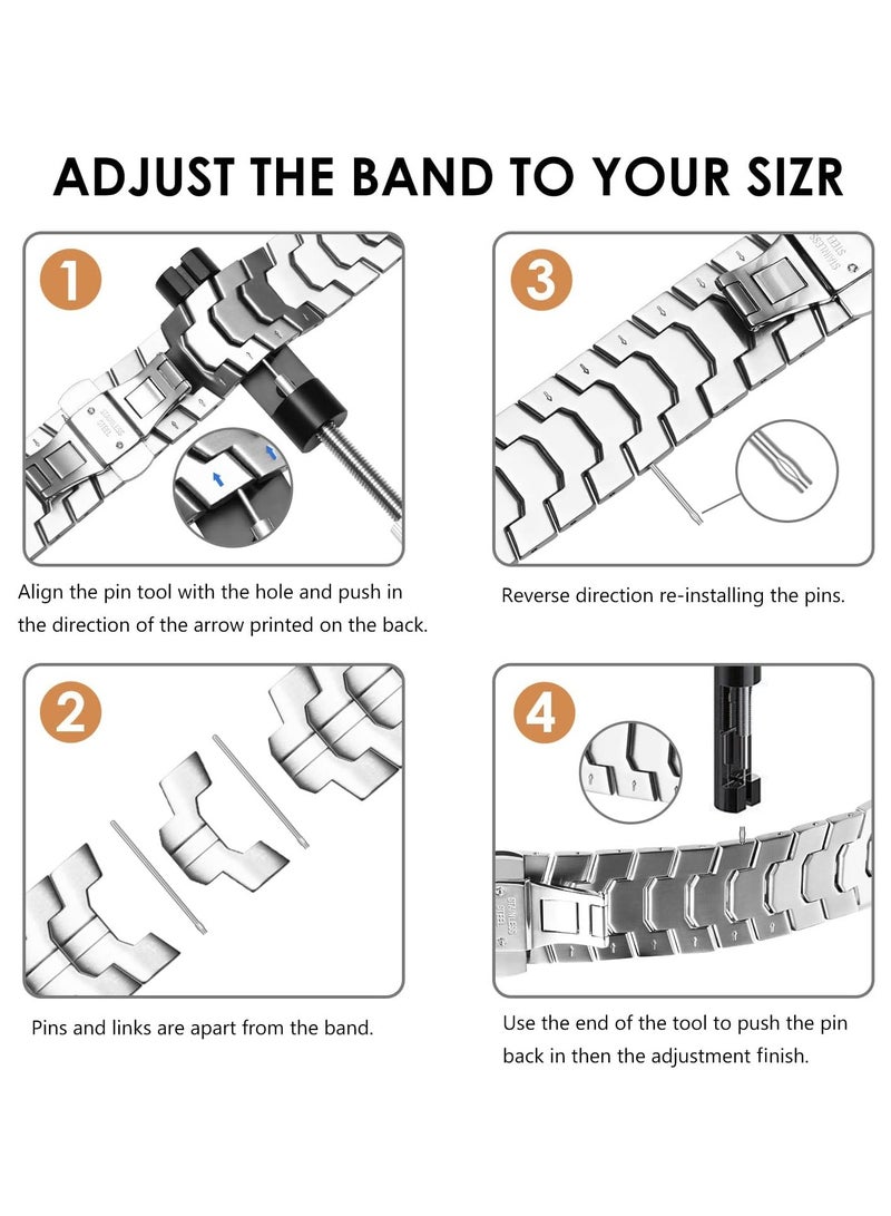 TIGER Stainless Steel Strap for iWatch 49mm, 46mm, 45mm, 44mm, 42mm – Silver Replacement Band for Apple Watch Ultra 3, Ultra 2, Ultra, Series 10, 9, 8, 7, SE, 6, 5, 4, 3, 2, 1 – Durable, Adjustable, Elegant Design - Image 5