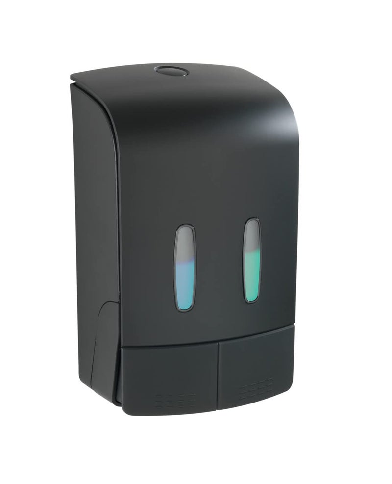 KURIC Heavy Duty ABS Wall Mounted Dual Twin Liquid Soap Dispenser for Bathroom Shampoo Handwash Conditioner Dispenser for Wash Basin and Kitchen Sinks (480 x 480-960 Ml, Black) - Image 1