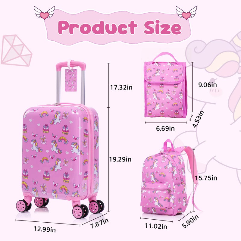 Rosamo Kidâ€™s Luggage Set 6 Piece Suitcase Set 16â€™â€™ Hardside Luggage with Spinner Wheels Girls Boys Carry on Luggage Travel Rolling Luggage Airline Approved - Image 2