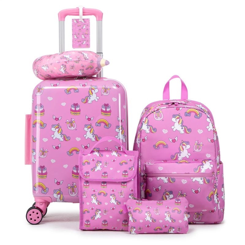 Rosamo Kidâ€™s Luggage Set 6 Piece Suitcase Set 16â€™â€™ Hardside Luggage with Spinner Wheels Girls Boys Carry on Luggage Travel Rolling Luggage Airline Approved - Image 1