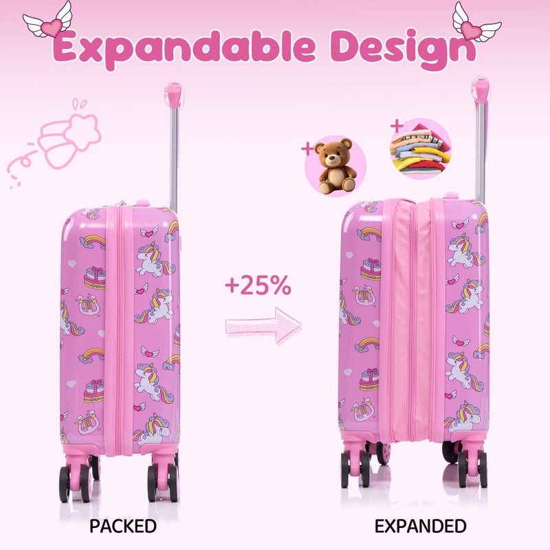 Rosamo Kidâ€™s Luggage Set 6 Piece Suitcase Set 16â€™â€™ Hardside Luggage with Spinner Wheels Girls Boys Carry on Luggage Travel Rolling Luggage Airline Approved - Image 3