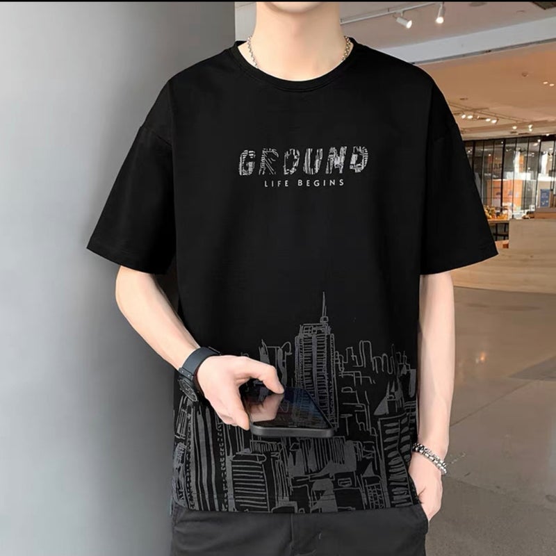 2024 Summer Mens Quick-Dry T-Shirt and Shorts Set Bicycle-Black-short sleeve