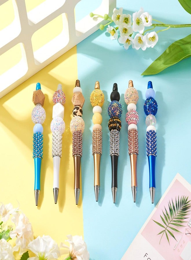 BB Beadthoven Beadthoven 10pcs Pearl Diamond Beadable Pens, Rhinestone Beaded Pens Plastic DIY Crystal Bling Pearl Bead Pens Shaft Black Ink Ballpoint Pens for DIY Pens Making Supplies Gift Office School - White - Image 5