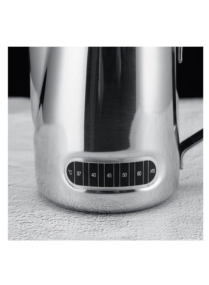 إبريق حليب ستانلس ستيل بسعة 550 مل مع علامة حرارة لتبخير الحليب، القهوة، الكابتشينو، اللاتيه... - Image 5