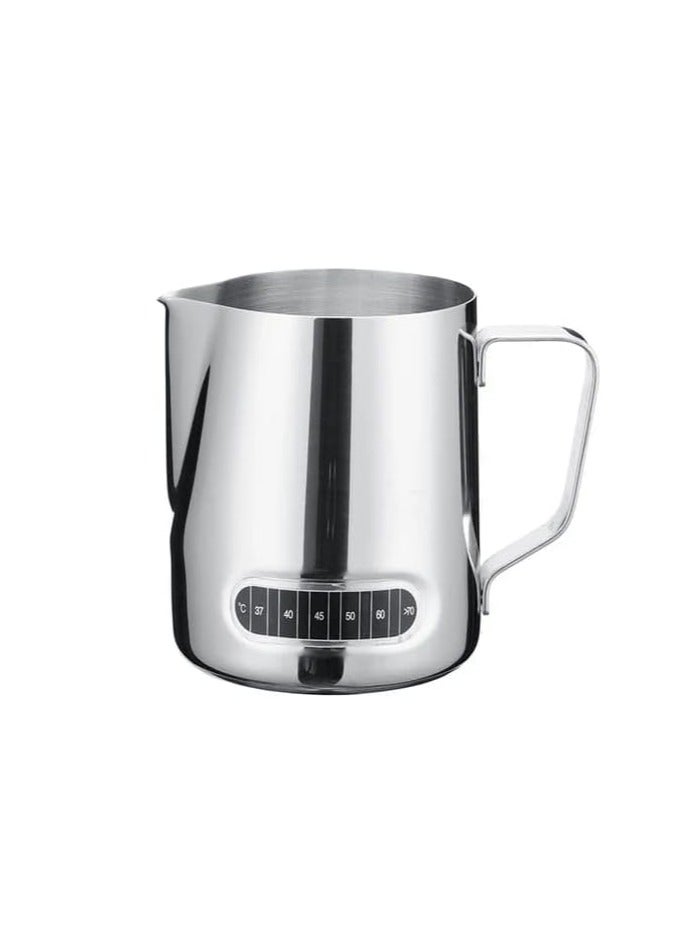 إبريق حليب ستانلس ستيل بسعة 550 مل مع علامة حرارة لتبخير الحليب، القهوة، الكابتشينو، اللاتيه... - Image 1