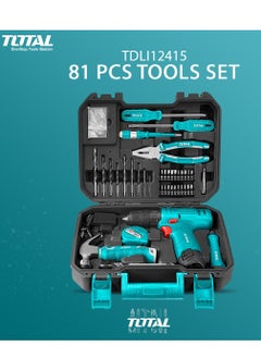 TOTAL TDLI12415  81 Piece Tool Set Cordless Screwdriver and Drill Set Li-Ion 12v 10mm / 220V-240V~50/60Hz / Wrench / Bits Tool Station  - Image 3