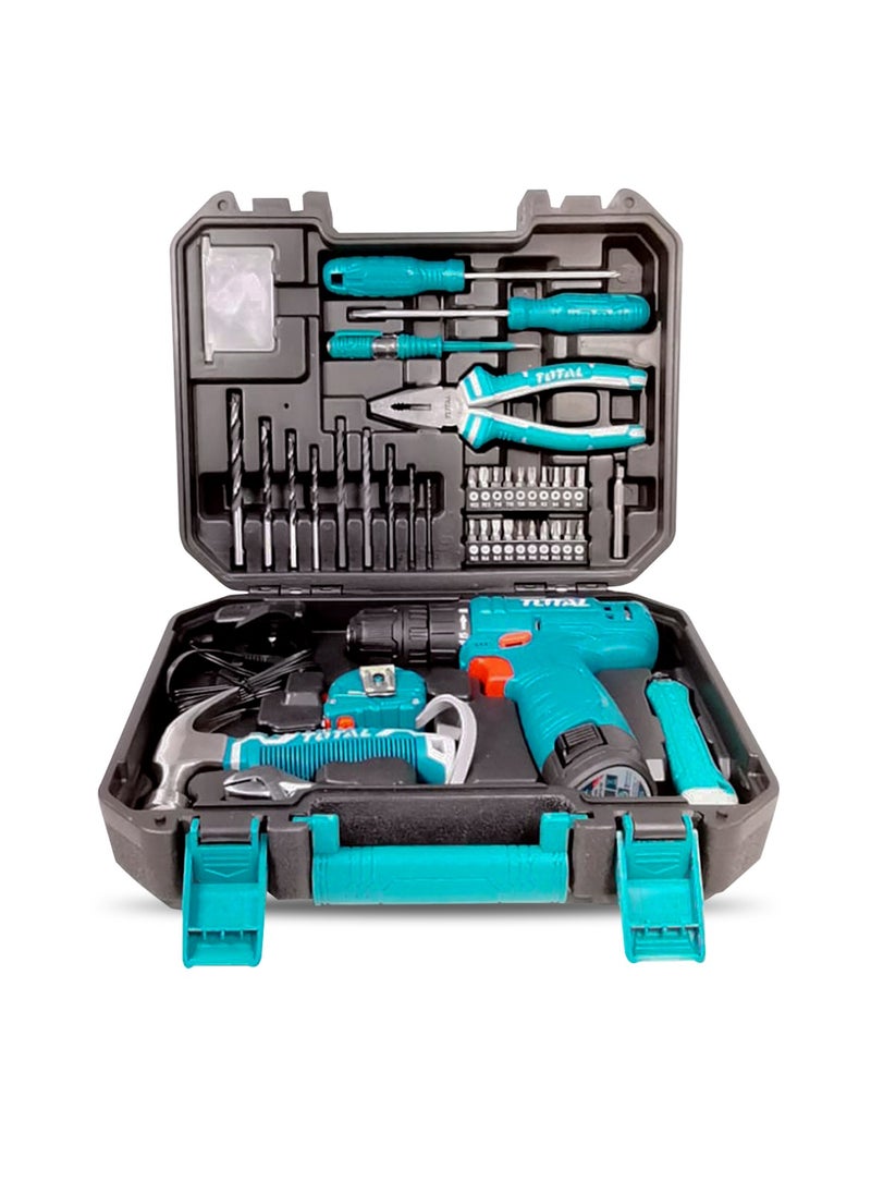 TOTAL TDLI12415  81 Piece Tool Set Cordless Screwdriver and Drill Set Li-Ion 12v 10mm / 220V-240V~50/60Hz / Wrench / Bits Tool Station  - Image 2