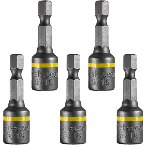 Jake Sales 516Inch Magnetic Hex Head Driver Bit wQuick Change Shank Used for Installing Screws Nuts Bolts etc Commonly Used for Metal Roofing Screws 5 PACK - Image 1