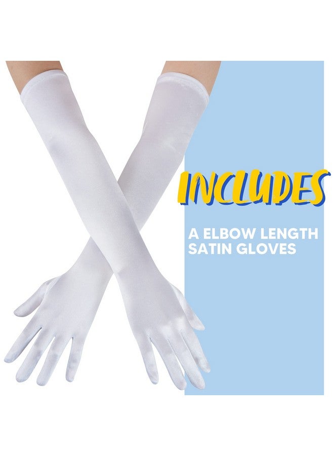 Spooktacular Creations Spooktacular Creations Long Opera Party Gloves, 20s Satin Dress White Gloves for Women, Silk Gloves Stretchy Elbow Length Gloves Bridal Dress, 21 inches - Image 2