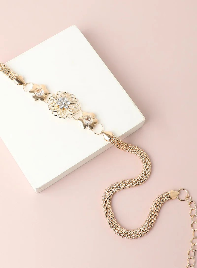 Haute Sauce Women Gold Textured Waist Belt