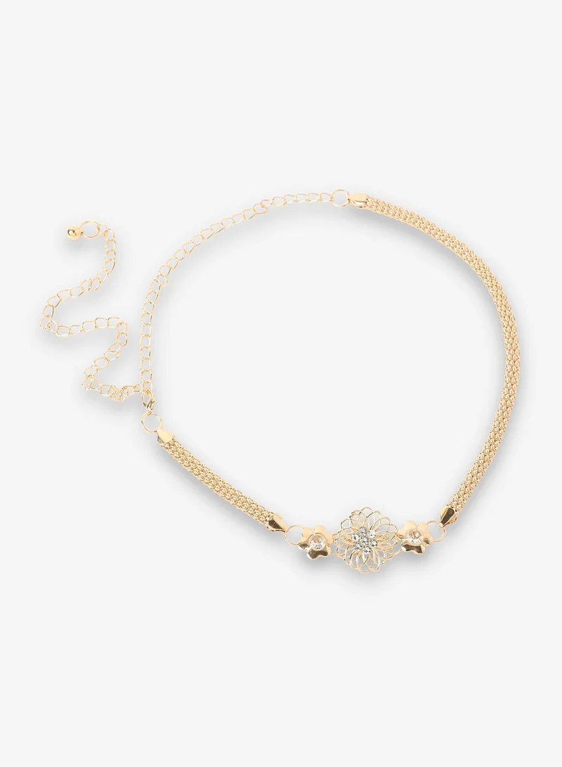 Haute Sauce Women Gold Textured Waist Belt