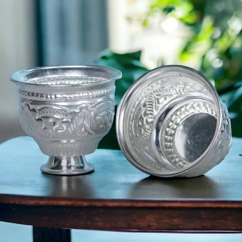 Sigaram German Silver 25 Inch Kum Kum Bharani Cup for Home Pooja Decor K2527 - Image 1