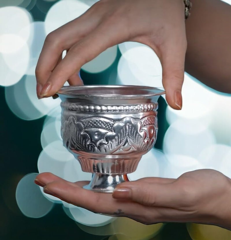 Sigaram German Silver 25 Inch Kum Kum Bharani Cup for Home Pooja Decor K2527 - Image 2