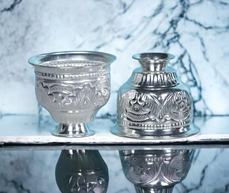 Sigaram German Silver 25 Inch Kum Kum Bharani Cup for Home Pooja Decor K2527 - Image 3