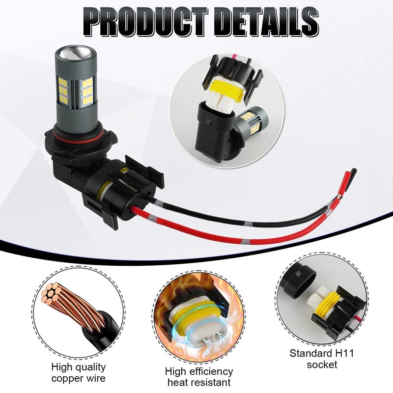 iBrightstar H11 H9 H8 880 881 Female High Temperature Ceramic Adapter Wiring Harness Sockets Wire for Headlights or Fog Lights - Image 2