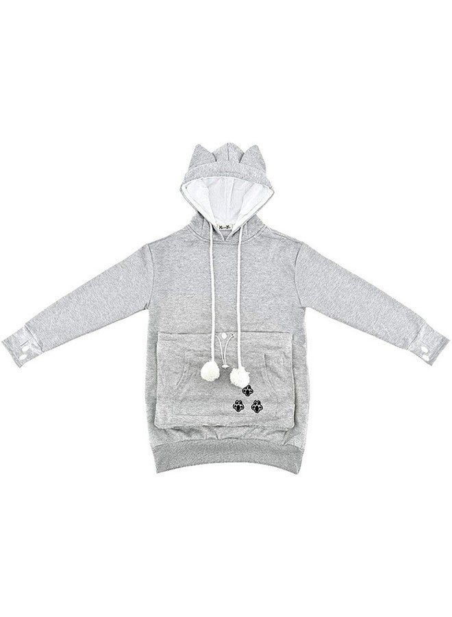 Bocianelli Pet Cat Dog Pouch Hoodies Pullover Sweater Pocket Hoodie Cat Dog Holder Carrier Sweatshirt Dark Grey