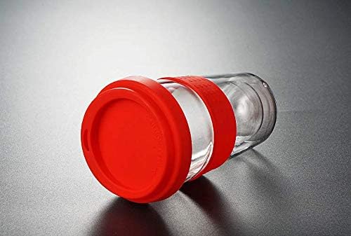 we3 Reusable Coffee Mug 350ml Double-Layer Heat-Resistant Handicraft Glass Tea/Coffee Cup sip lid for Natural Test Insulation for hot & Cold Beverages Office Cup with Silicone Cover. (Red) - Image 3