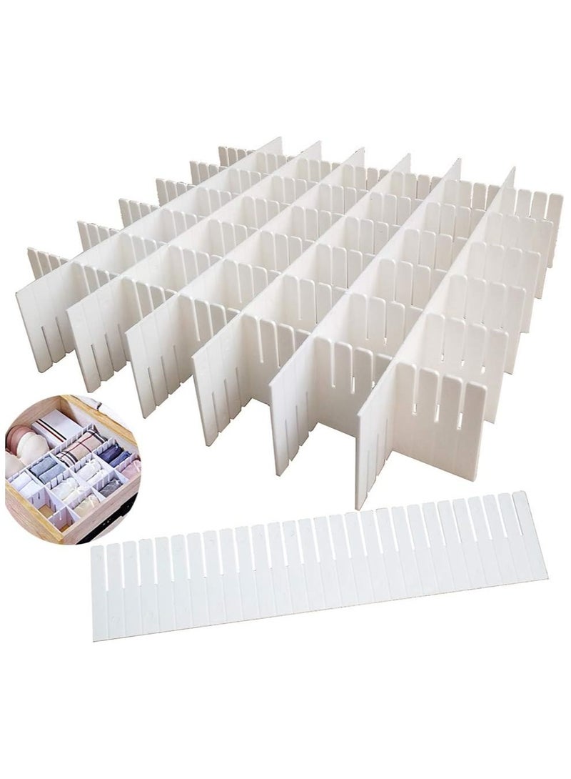 TPGP 12PCS DIY Plastic Grid Drawer Dividers,White Adjustable Sock Underwear Dresser Drawer Organizers Divider for Stationary Storage  - Image 1