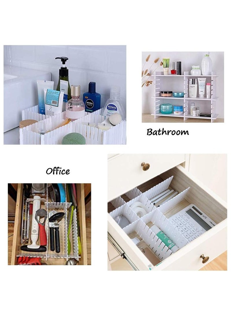 TPGP 12PCS DIY Plastic Grid Drawer Dividers,White Adjustable Sock Underwear Dresser Drawer Organizers Divider for Stationary Storage  - Image 4