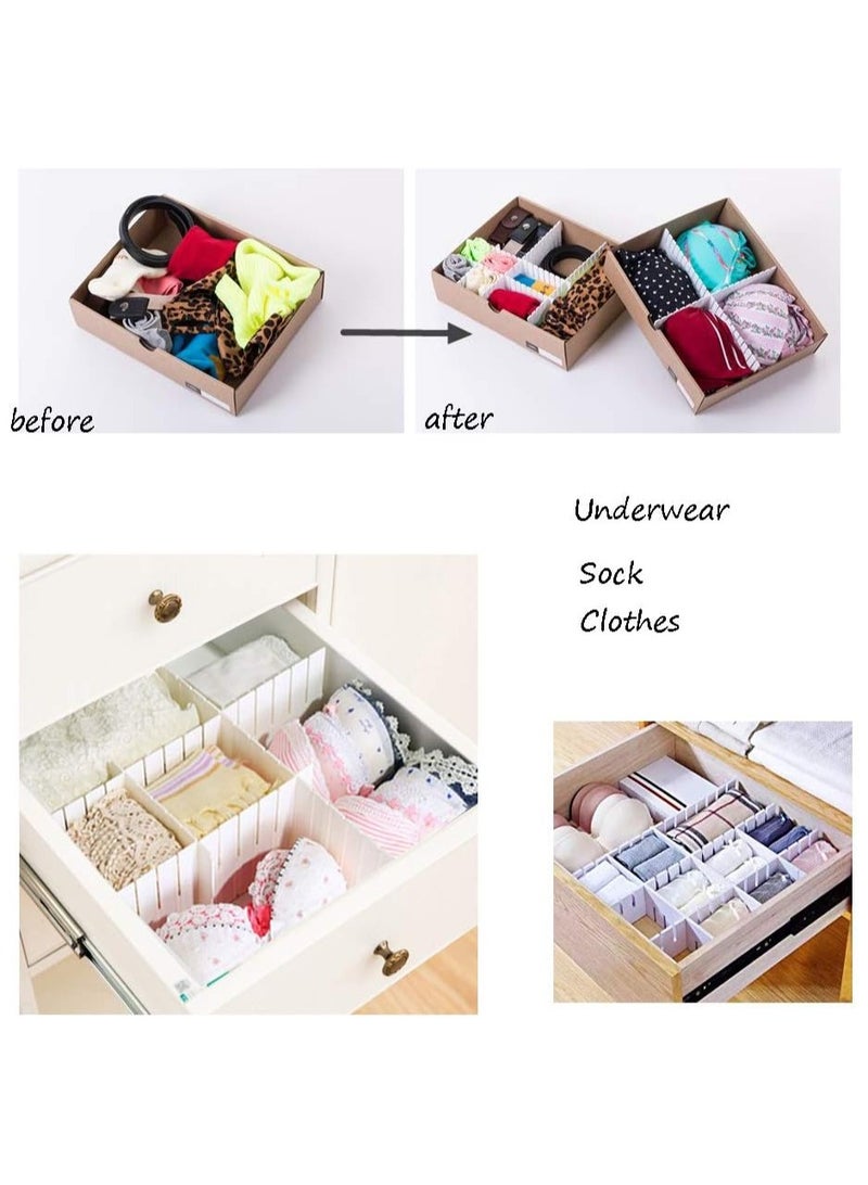 TPGP 12PCS DIY Plastic Grid Drawer Dividers,White Adjustable Sock Underwear Dresser Drawer Organizers Divider for Stationary Storage  - Image 3