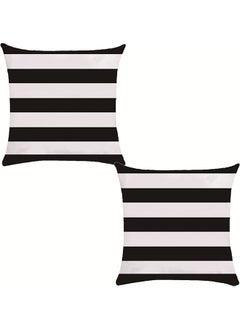 The Bros Striped Throw Pillow Covers 18 x 18, Black and White Decorative Throw Pillow Cases, Farmhouse Outdoor Patio Pillow Cases Soft Microfiber Cushion Covers for Home Sofa Couch, 2 Pack  - Image 1