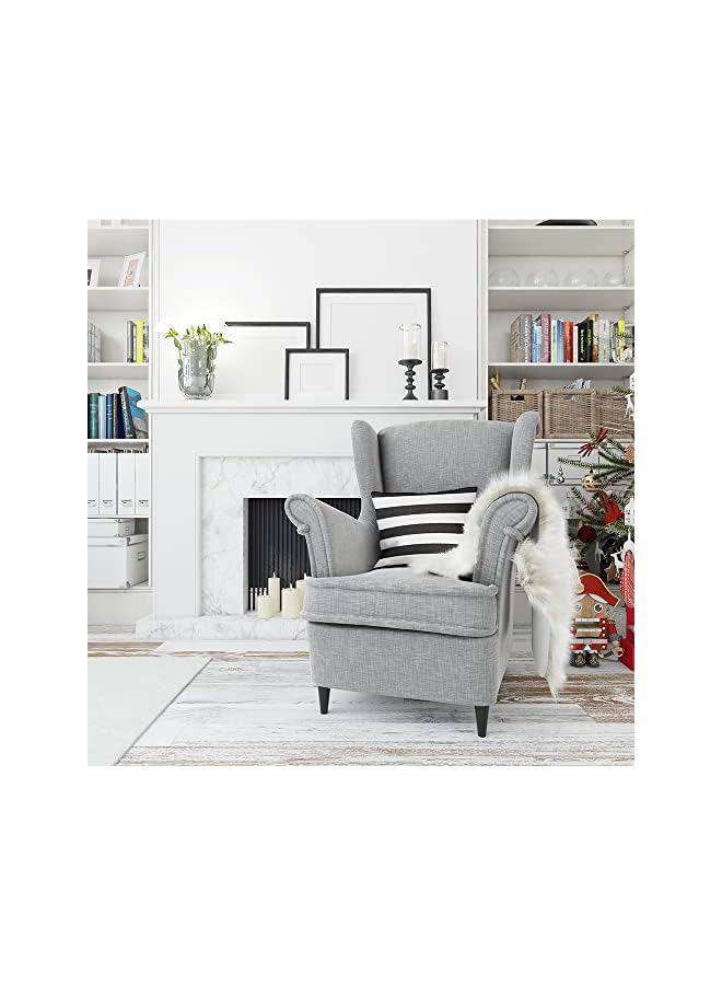 The Bros أغطية وسائد مخططة 18 x 18، أغطية وسائد زخرفية باللونين الأسود والأبيض، أغطية وسائد خارجية ناعمة من الألياف الدقيقة لوسائد الأريكة في المنزل، عبوة من 2 - Image 2