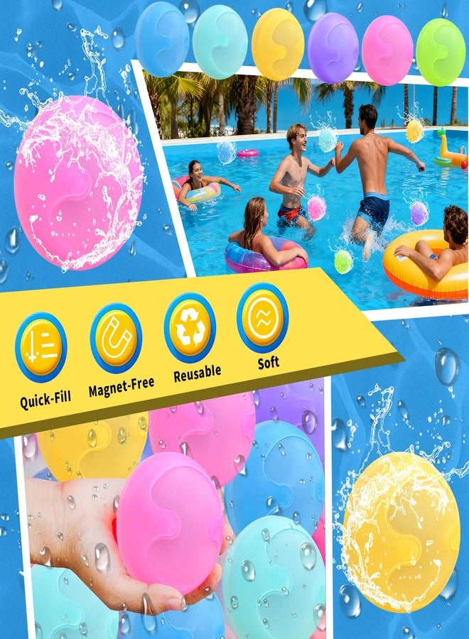 QETRABONE 6 Pcs Reusable Water Balloons, Magnets-Free Refillable Water Balloons Quick Fill, Summer Outdoor for Adults - Image 5