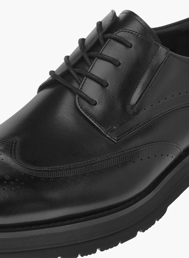 DUCHINI Men's Perforated Derby Shoes with Lace-Up Closure